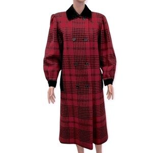 GUY LAROCHE Paris Vintage Double Breasted Long Plaid Wool Coat Size 40/M Classic
